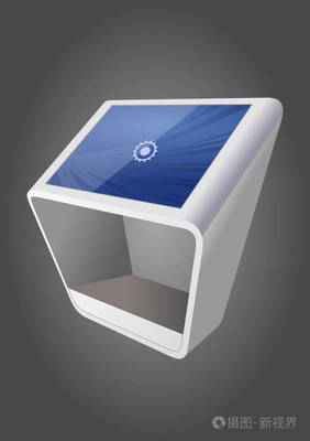 白色促銷交互式信息亭終端站式觸摸屏顯示。模擬模板